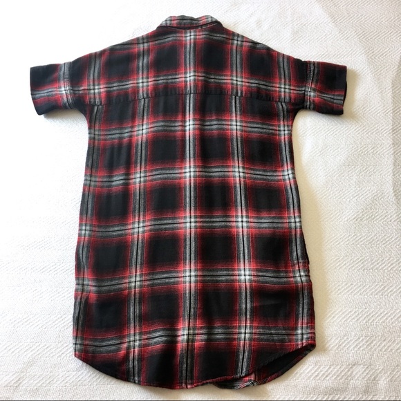Madewell Grunge Plaid Shirtdress Sz XS -Red black - Picture 8 of 8